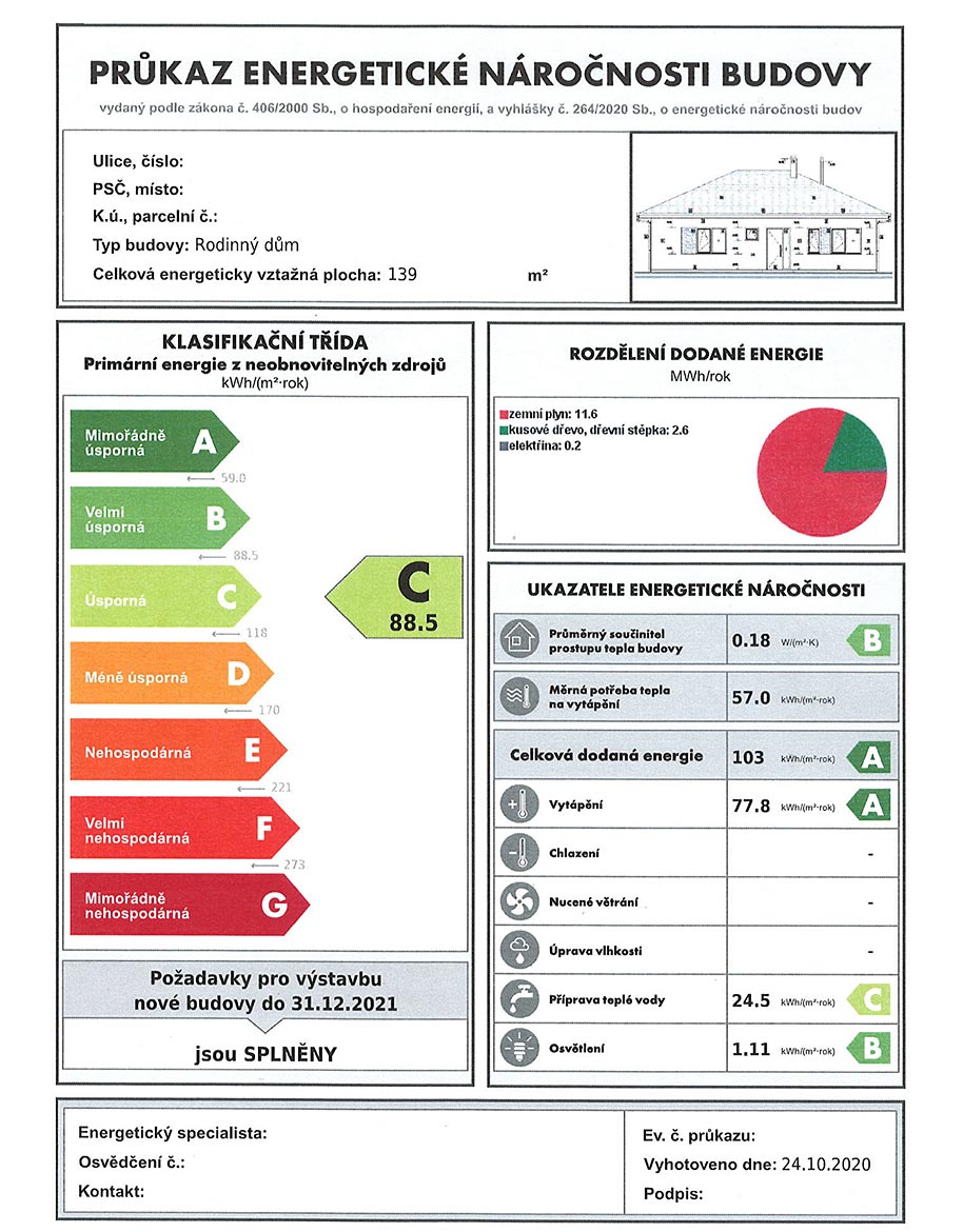 Energetický certifikát - štítek