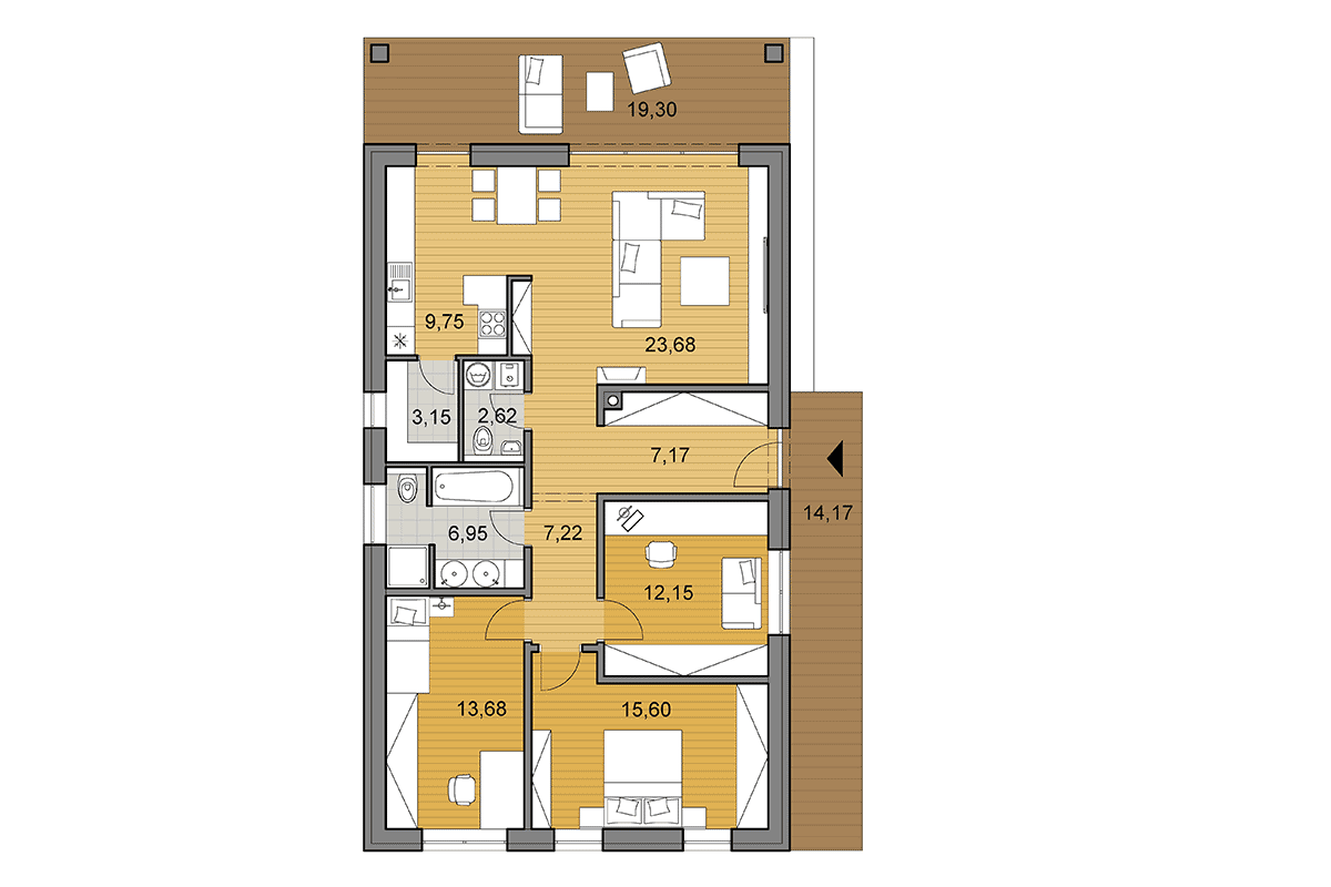 Projekt domu i102 - Půdorys