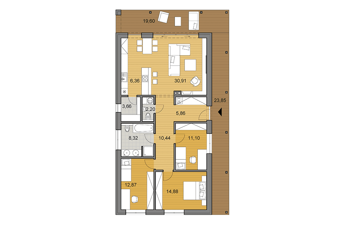 Projekt domui i105 - Půdorys - Zrcadlený