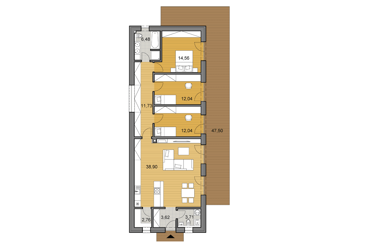 Projekt domui i106 - Půdorys - Zrcadlený