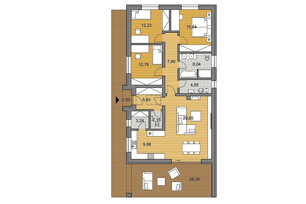 Projekt domu i110 - Půdorys