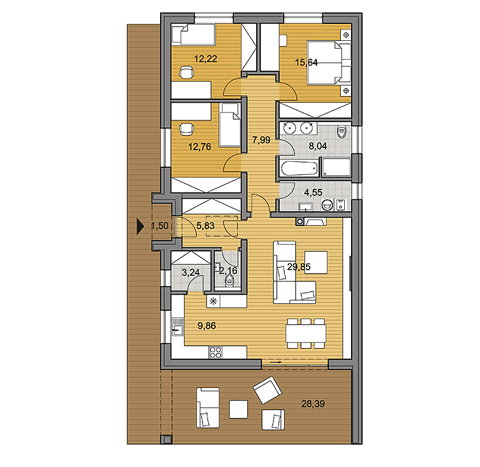 Projekt bungalovu - i110 - půdorys