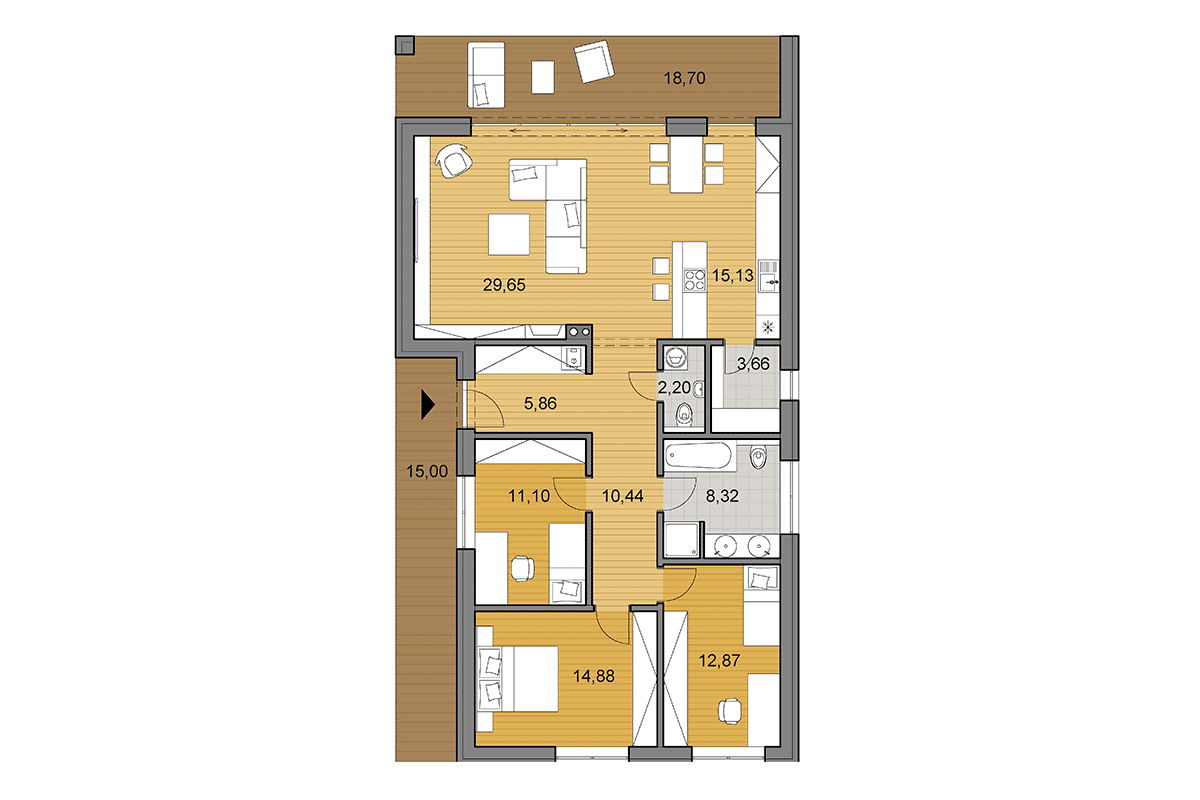 Projekt domu i115 - Půdorys