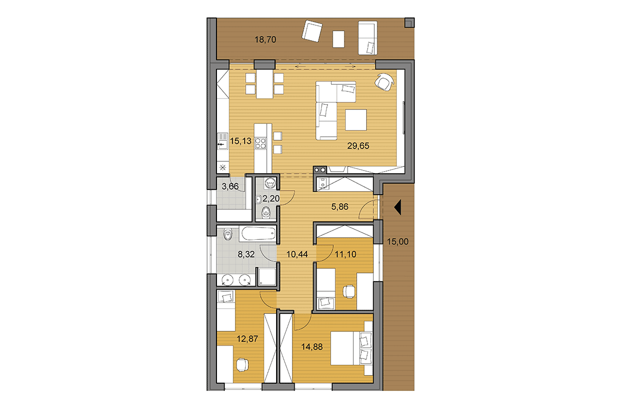 Projekt domu i115 - Půdorys - Zrcadlený