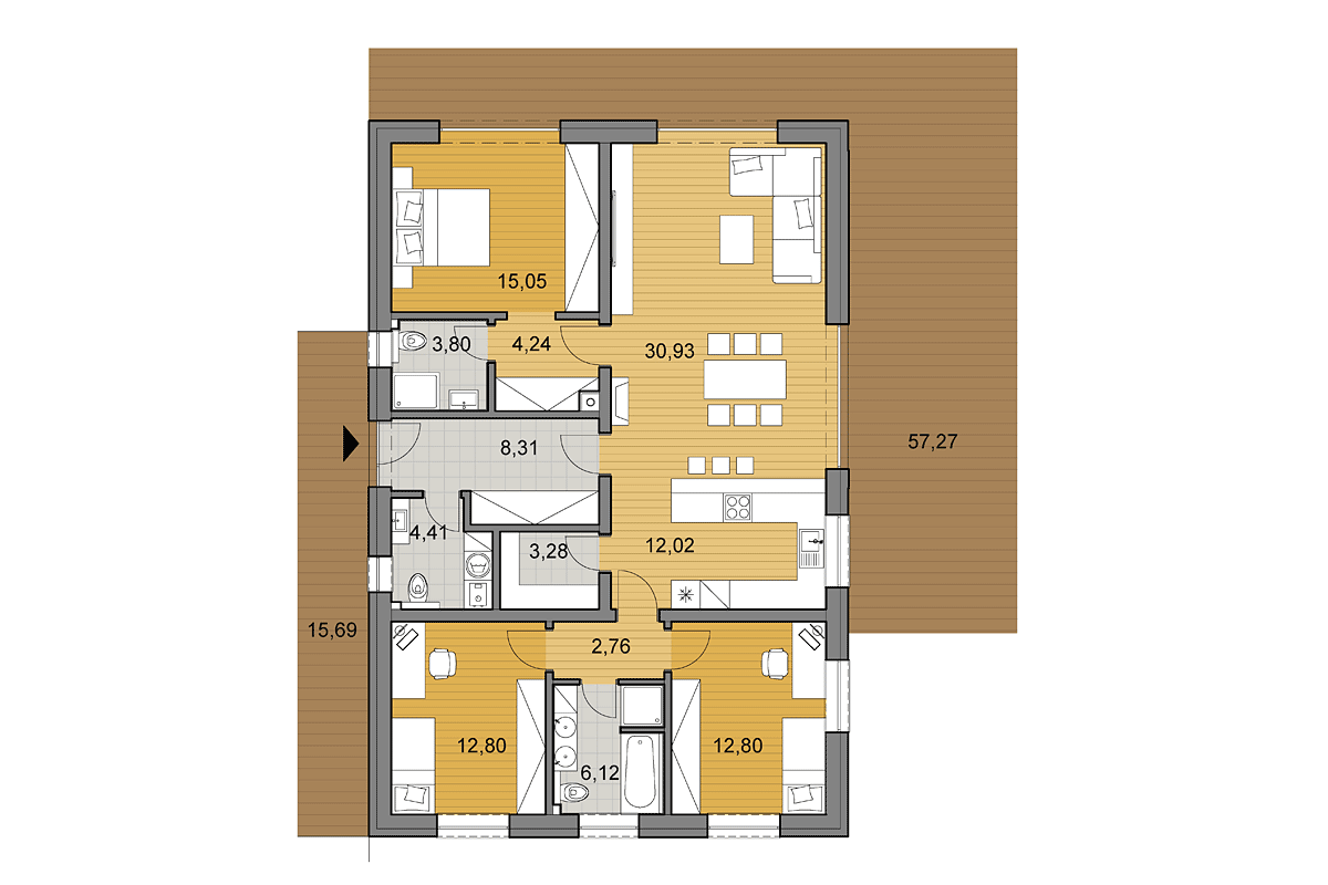 Projekt domui i116 - Půdorys - Zrcadlený