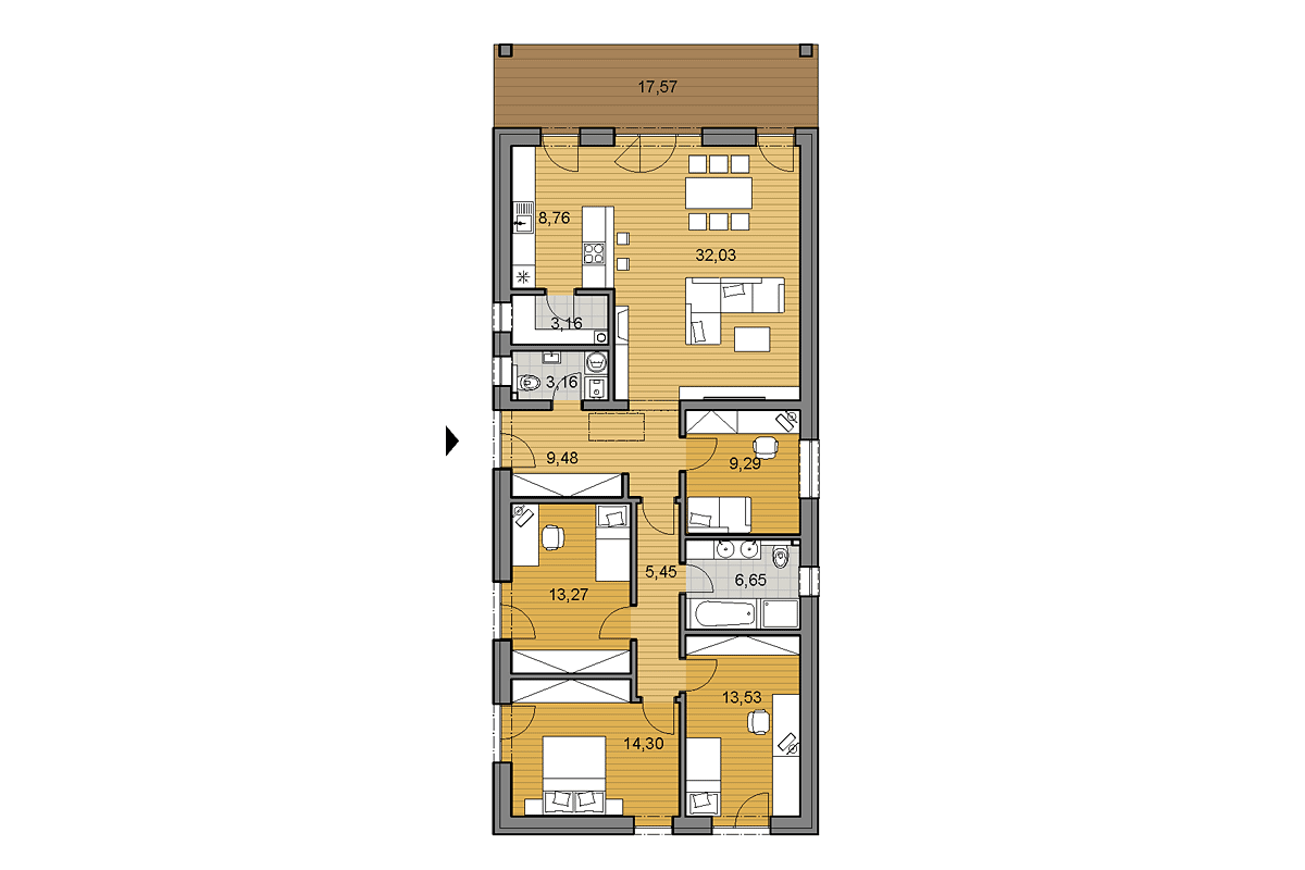 Projekt domui i119 - Půdorys - Zrcadlený