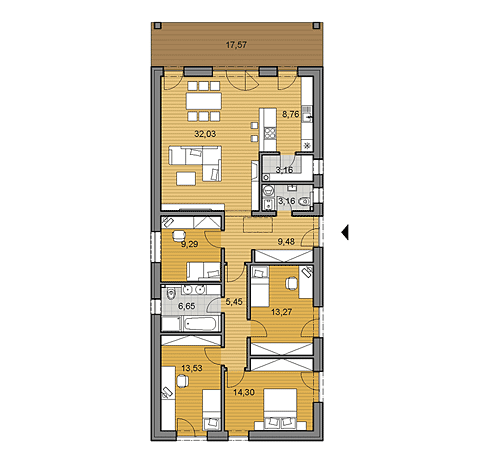 Projekt bungalovu - i119 - půdorys