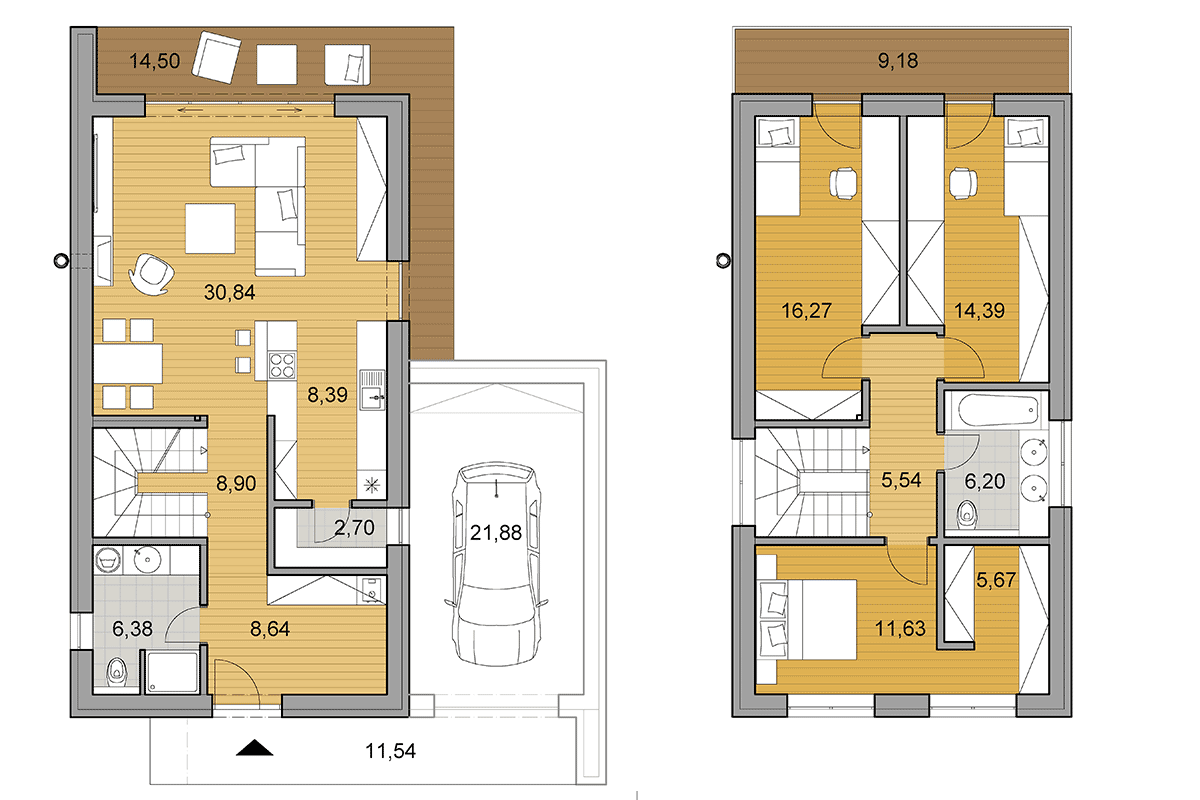 Projekt domu i2-120 - Půdorys - Zrcadlený