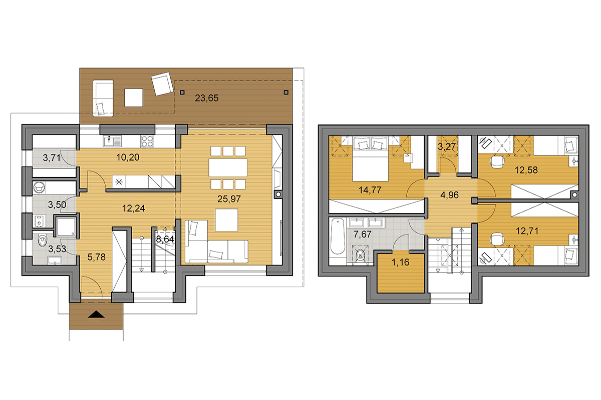 Projekt domu i2-124 - Půdorys - Zrcadlený