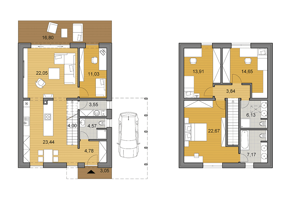 Projekt domu i2-140 - Půdorys