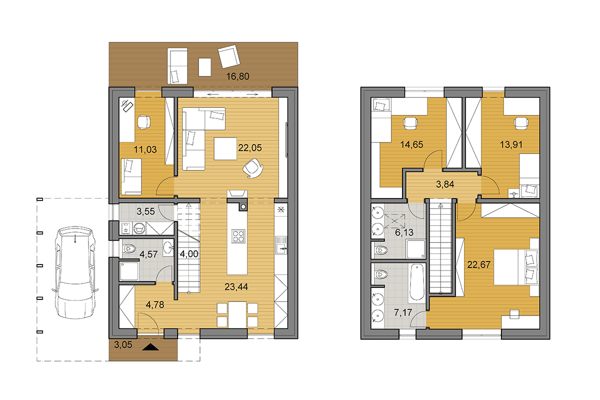 Projekt domu i2-140 - Půdorys - Zrcadlený