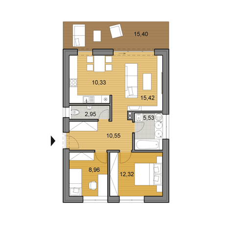 Projekt rodinného domu o ploše 66 m2