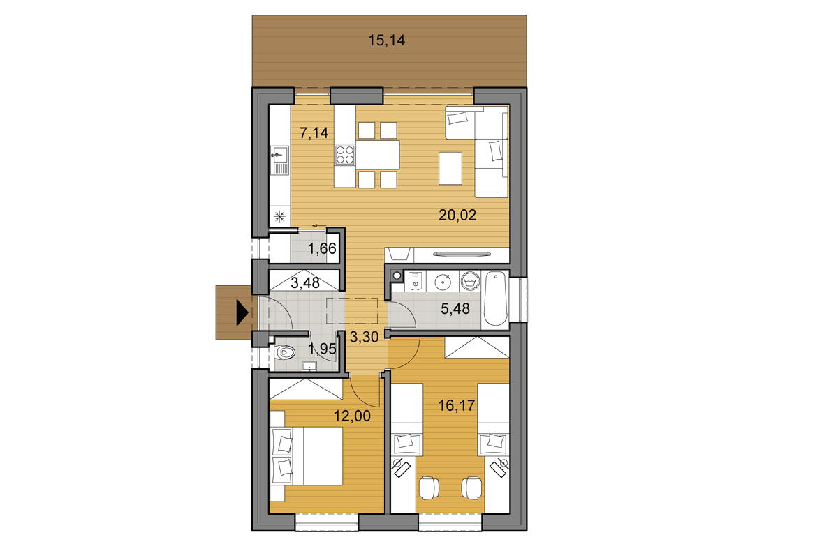 Projekt domu i71 - Půdorys