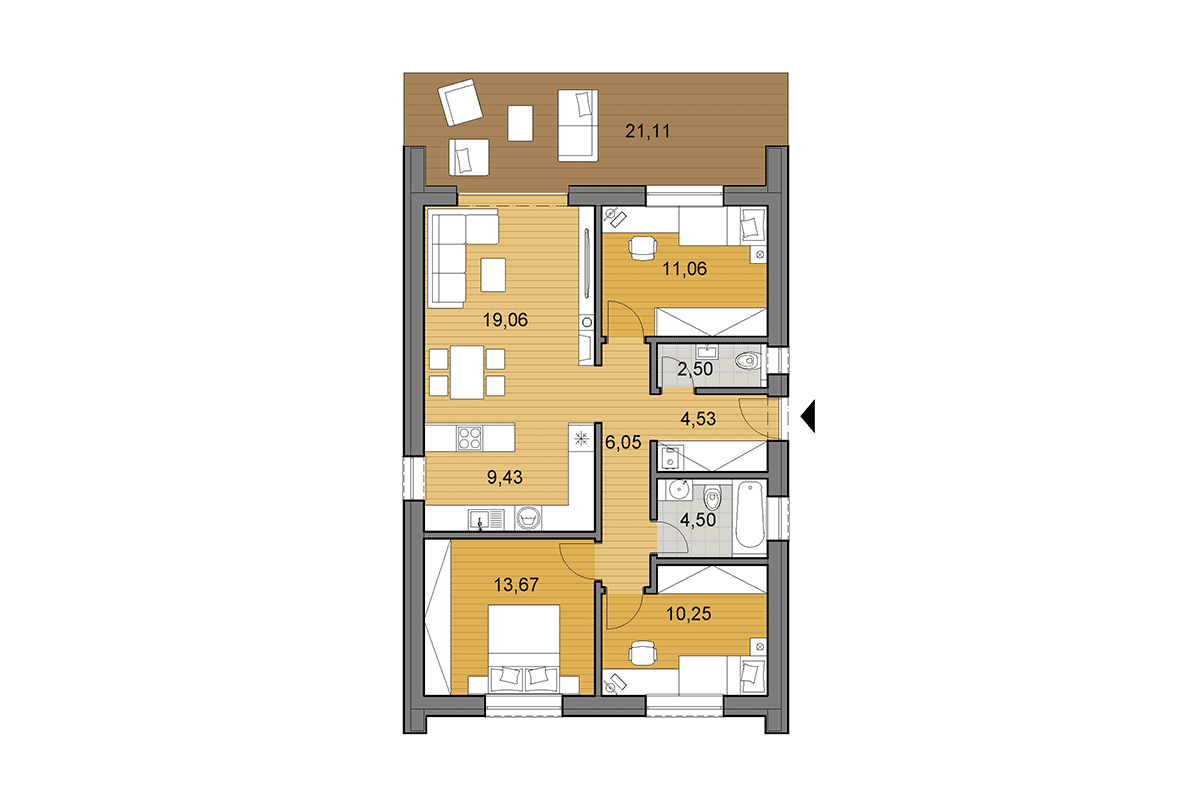 Projekt domu i81 - Půdorys