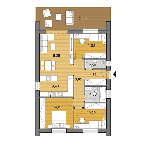 Projekt rodinného domu o ploše 81 m2