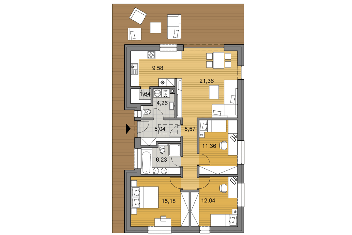 Projekt domu i92 - Půdorys