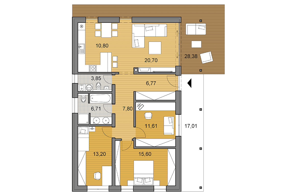 Projekt domu i95 - Půdorys