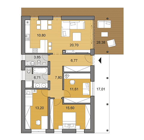 Projekt bungalovu - I95 - Půdorys