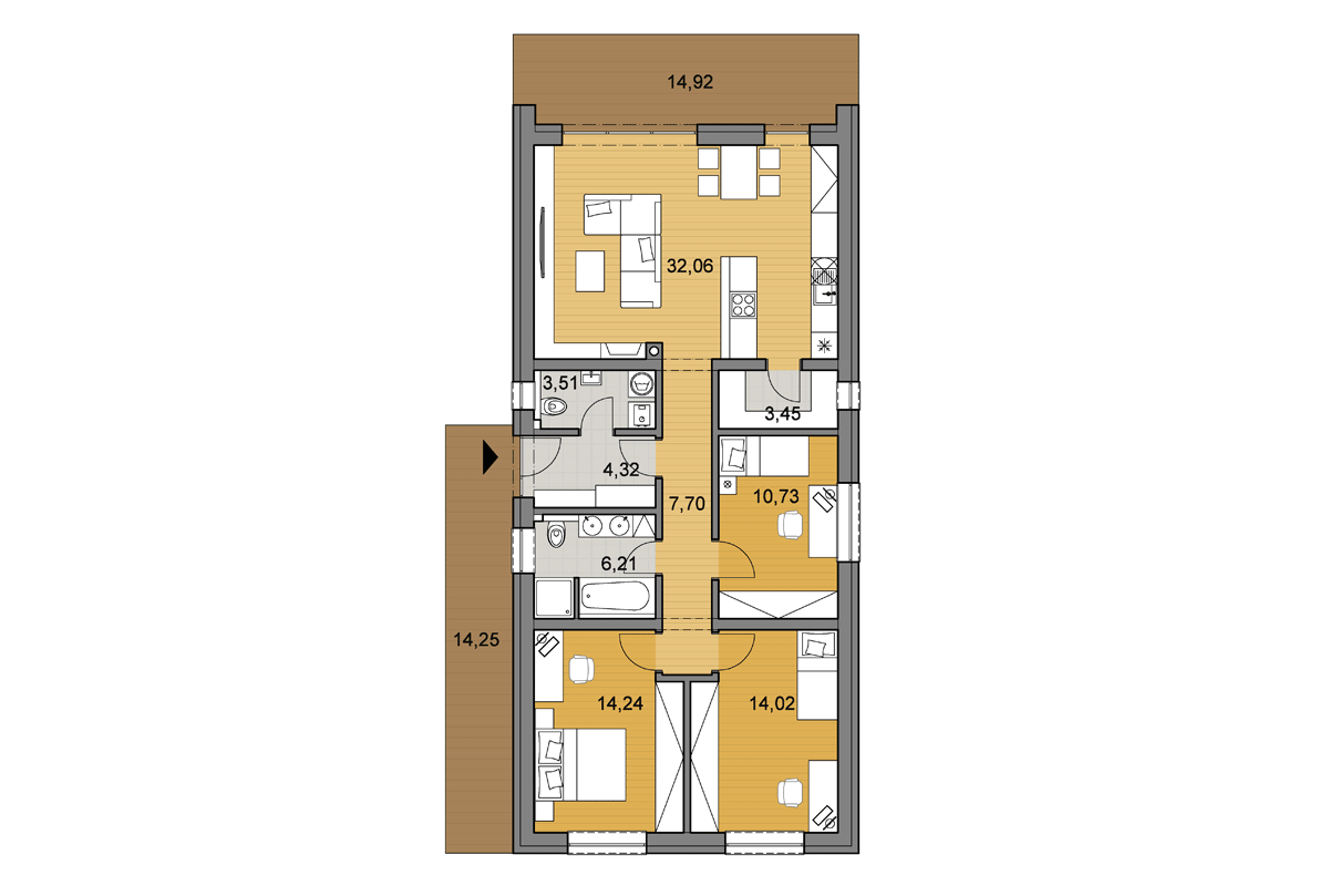 Projekt domu i96 - Půdorys