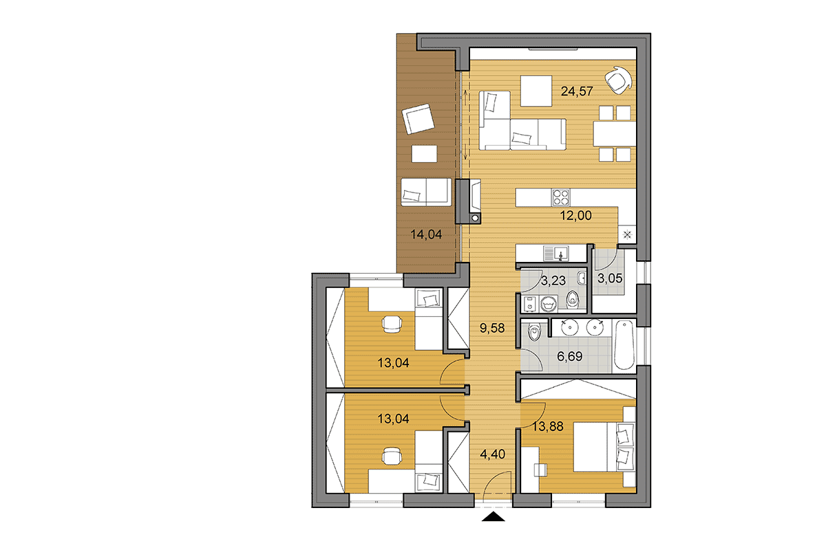 Projekt domu L105 - Půdorys - Zrcadlený