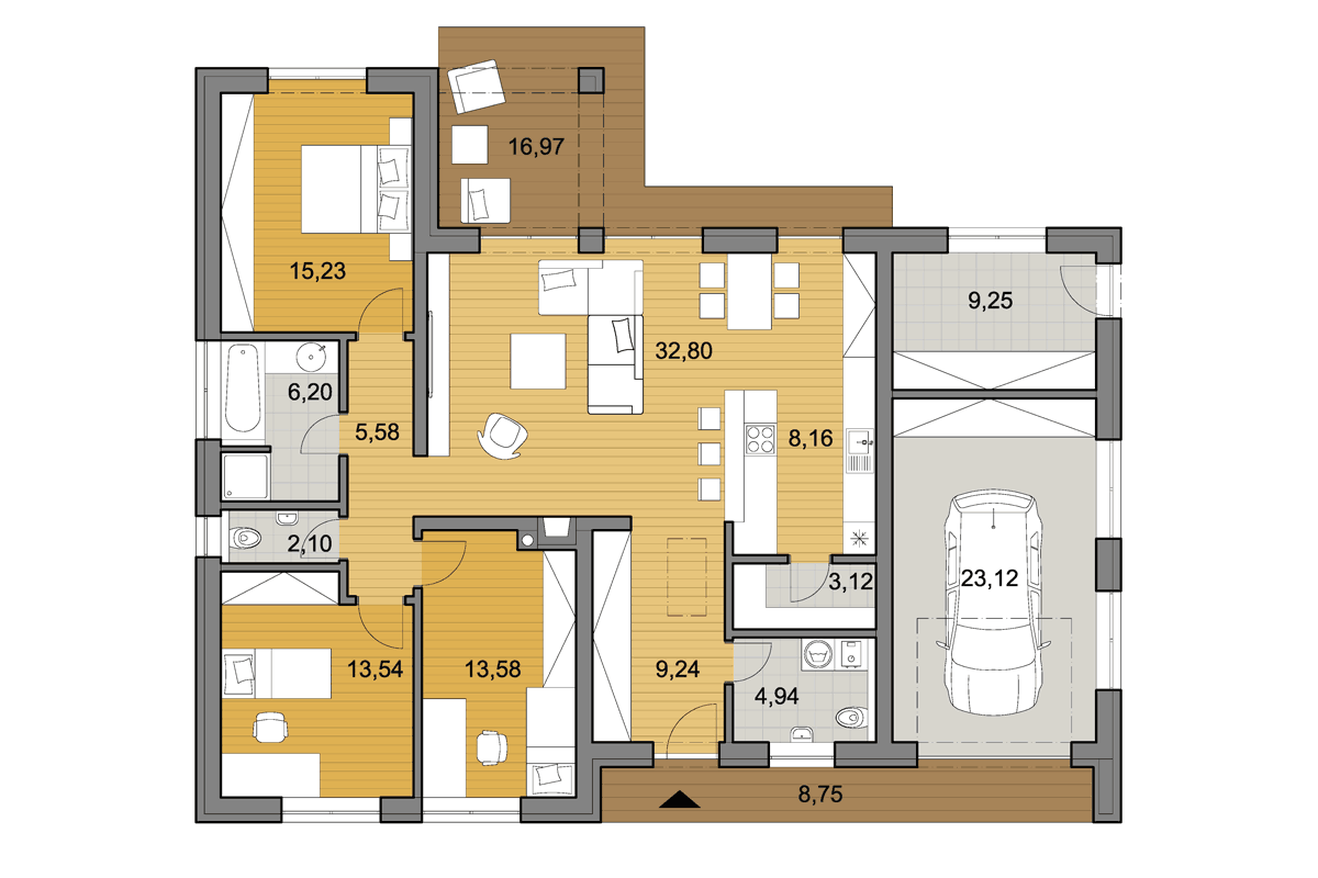 Projekt domu L110G- Půdorys