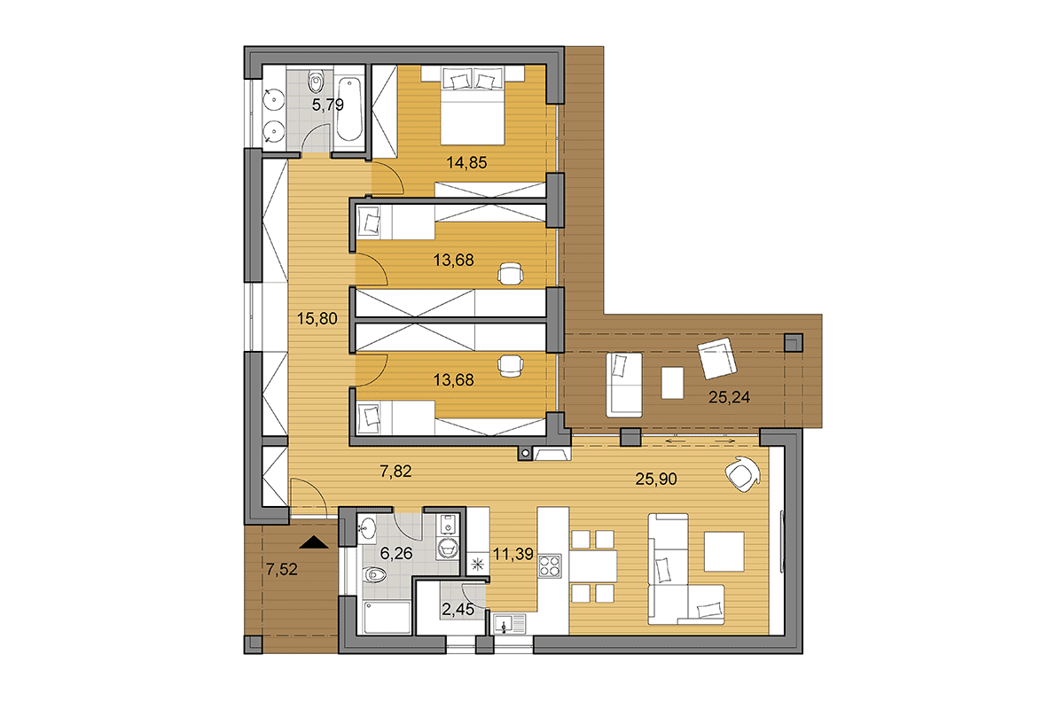 Projekt domu L115 - Půdorys