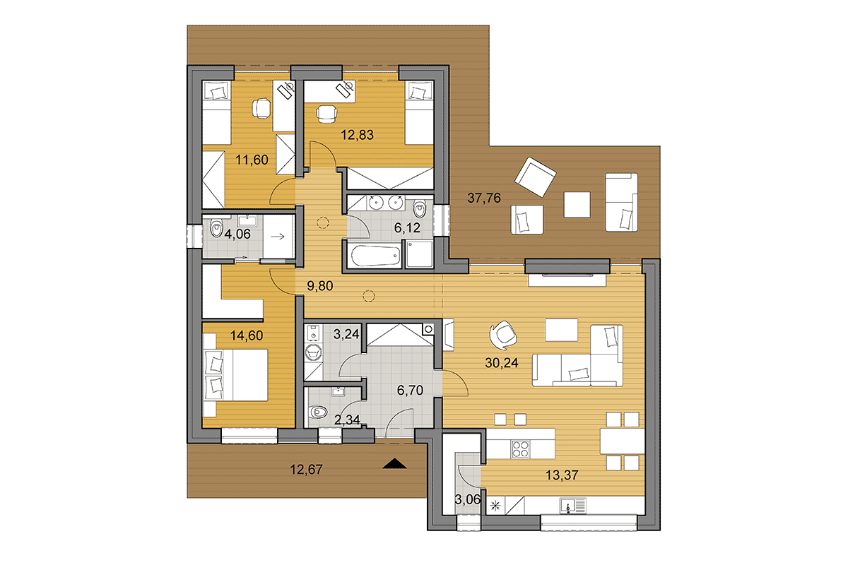 Projekt domu L118 - Půdorys