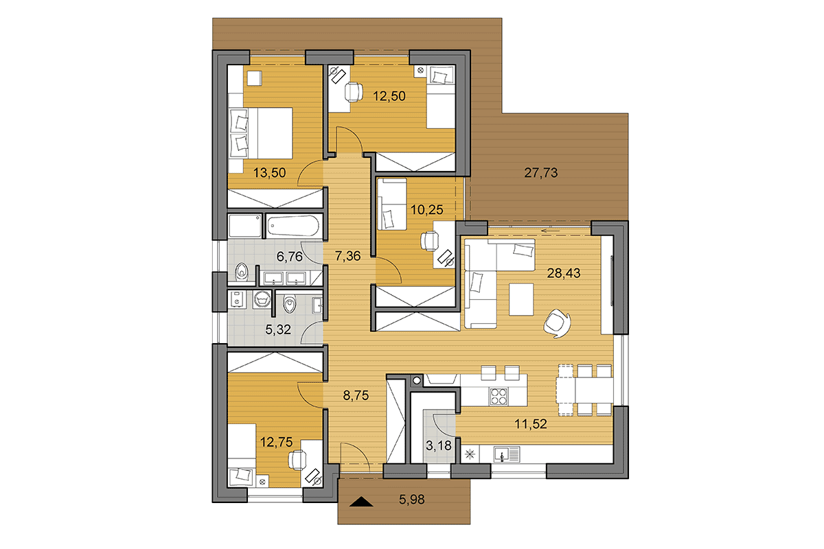 Projekt domu L120- Půdorys