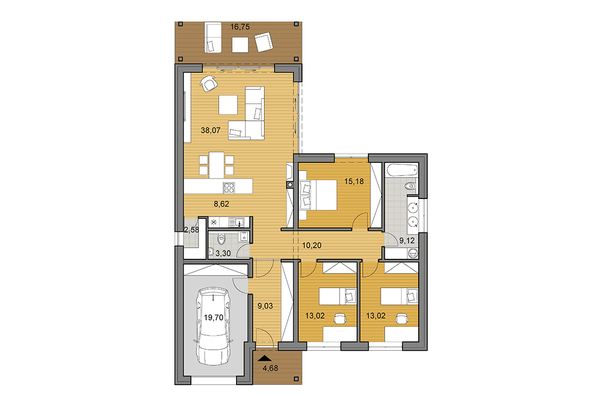 Projekt domu L135 - Půdorys