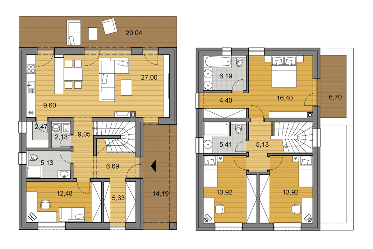 Projekt domu L2-145 - Půdorys