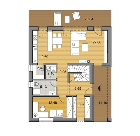 Projekt rodinného domu o ploše 143 m2