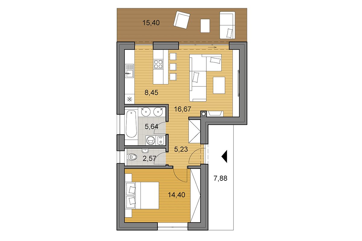 Projekt domu L50 - Půdorys - Zrcadlený