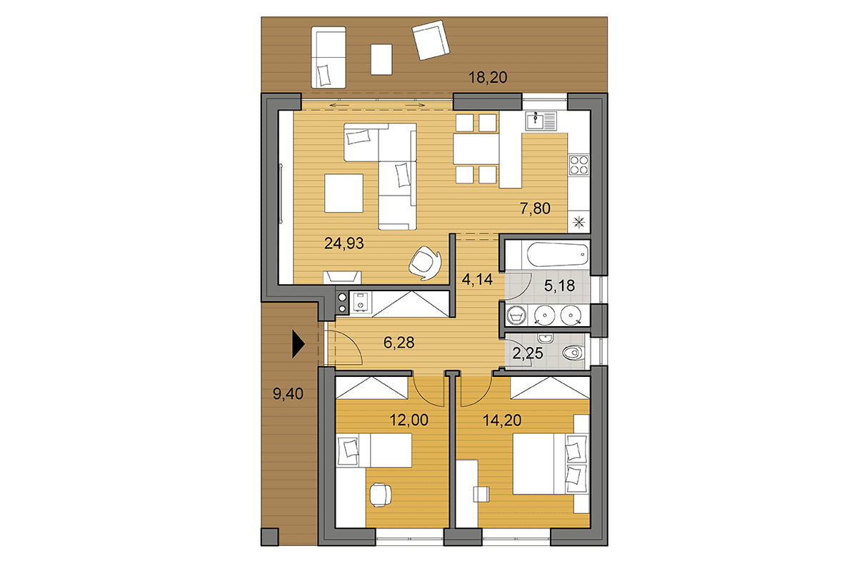 Projekt domu L75 - Půdorys