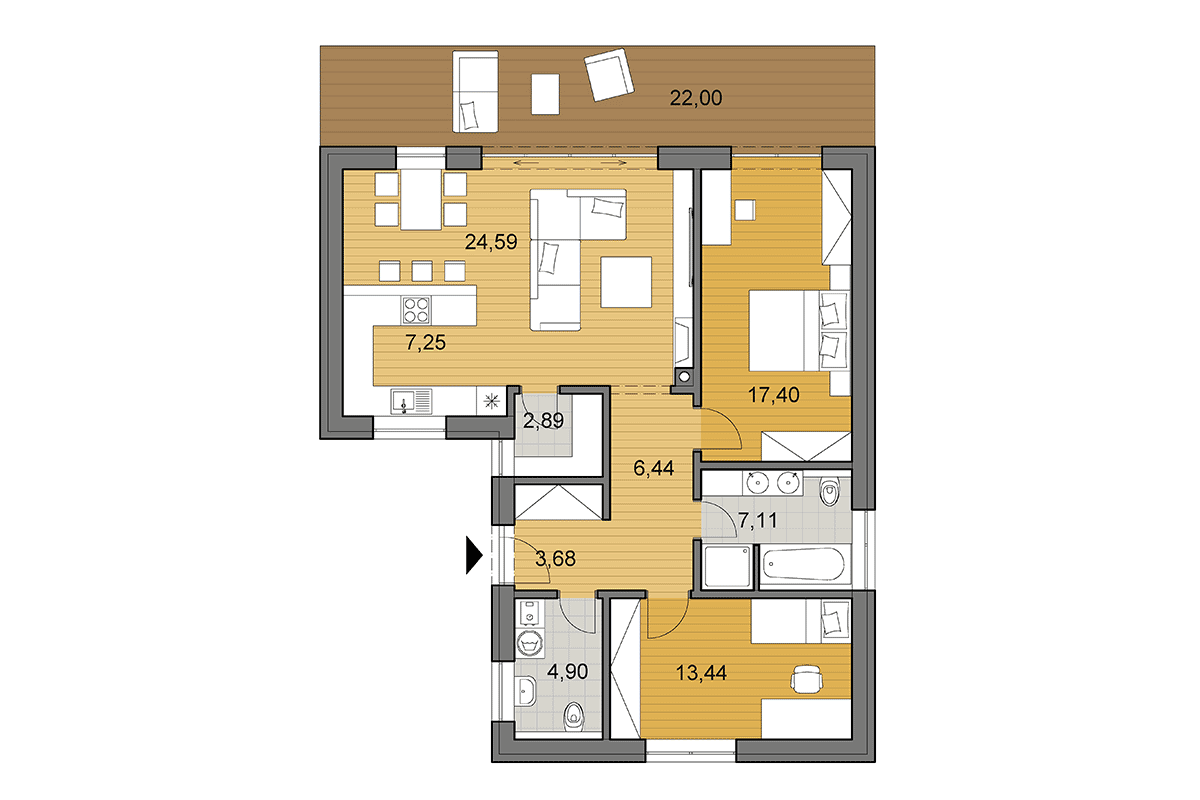 Projekt domu L90 - Půdorys