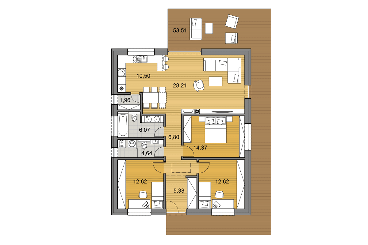 Projekt domu O103 - Půdorys