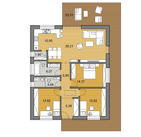 Projekt rodinného domu o ploše 103 m2