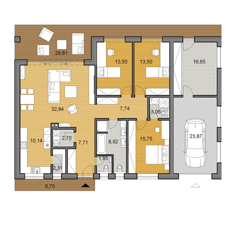 Projekt rodinného domu s garáží o ploše 160 m2