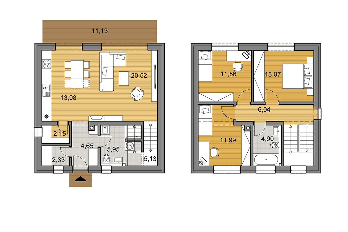 Projekt domu O2-102 - Půdorys