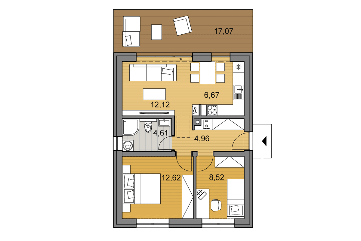 Projekt domu O49 - Půdorys