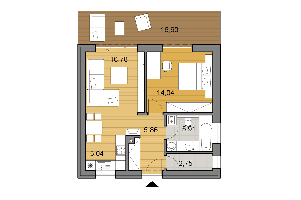 Projekt domu O50 - Půdorys