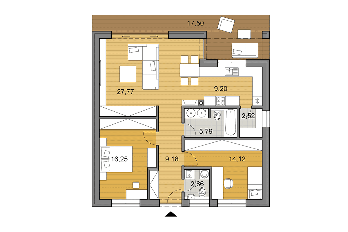 Projekt domu O85 - Půdorys