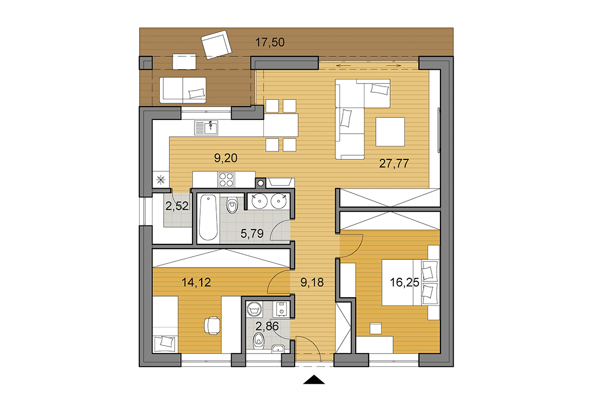 Projekt domu O85 - Půdorys - Zrcadlený