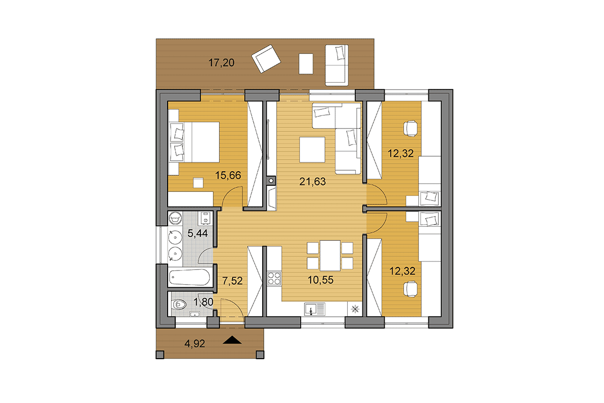 Projekt domu O87 - Půdorys