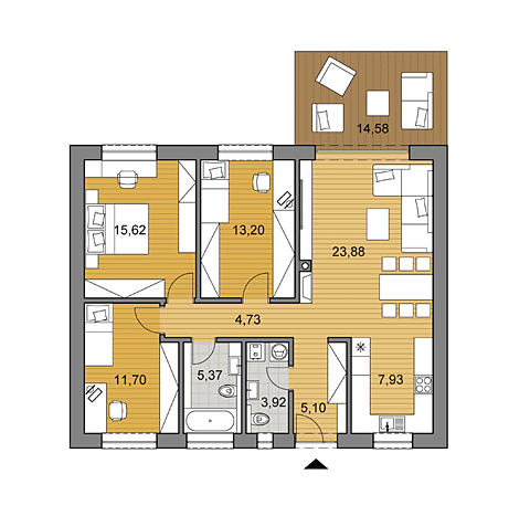 Projekt rodinného domu o ploše 91 m2