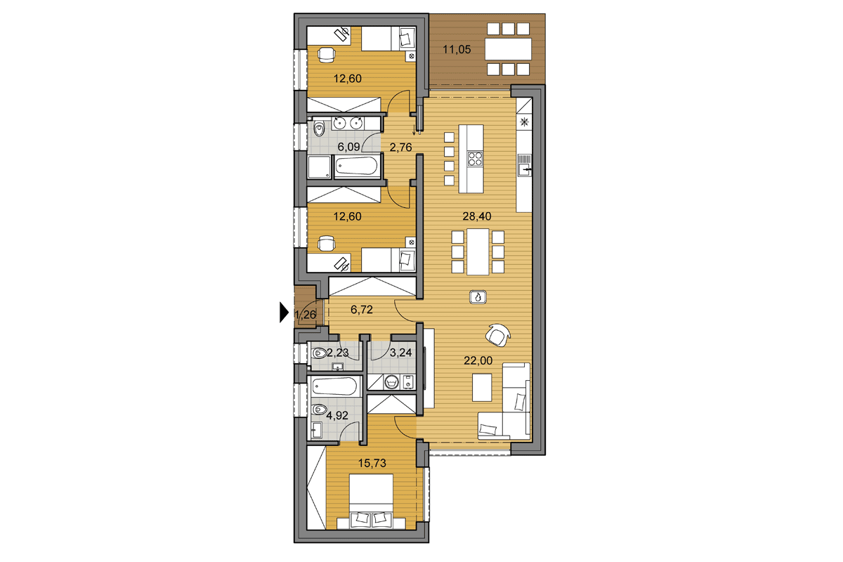 Projekt domu T118 - Půdorys