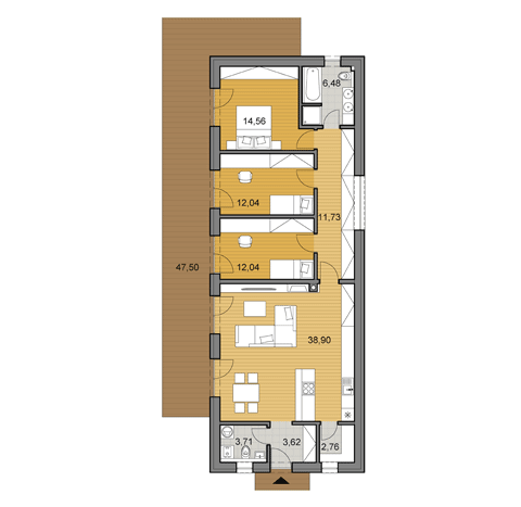 Projekt rodinného domu - i106 - půdorys