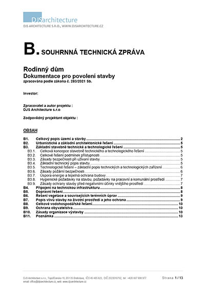 Souhrnná technická zpráva